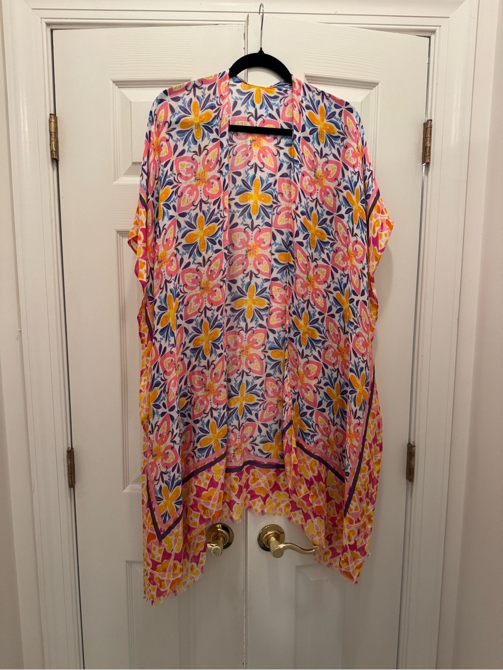 Floral Lightweight Kimono Cardigan - Pink, Yellow & Blue